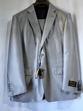 Porto Filo Mens Size 42S Grey Sheen Super 160s Fashion Fit Suit NWT
